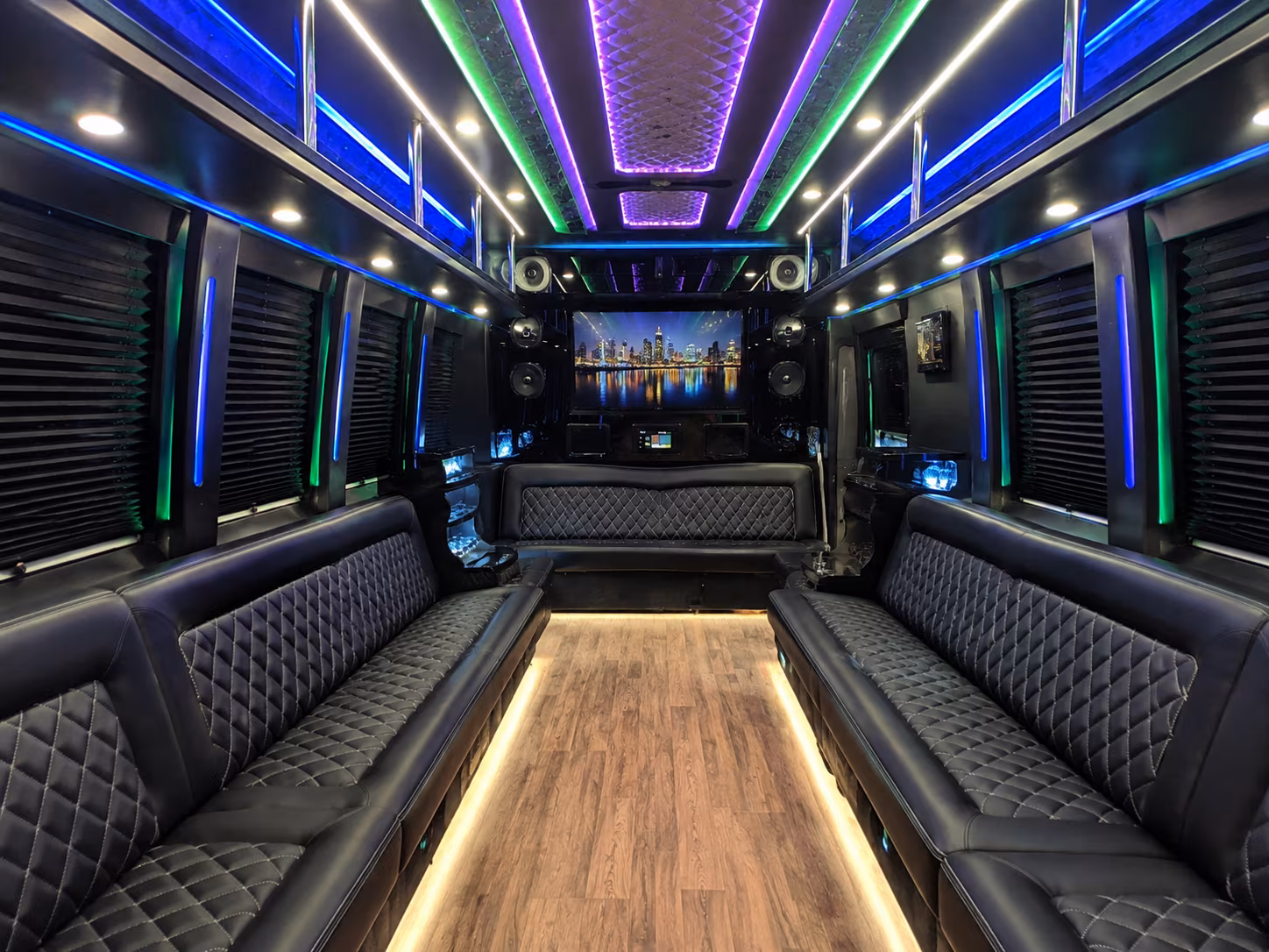 lodi 25 passenger party bus interior
