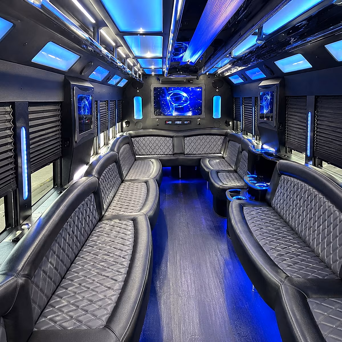 lodi 50 passenger party bus interior